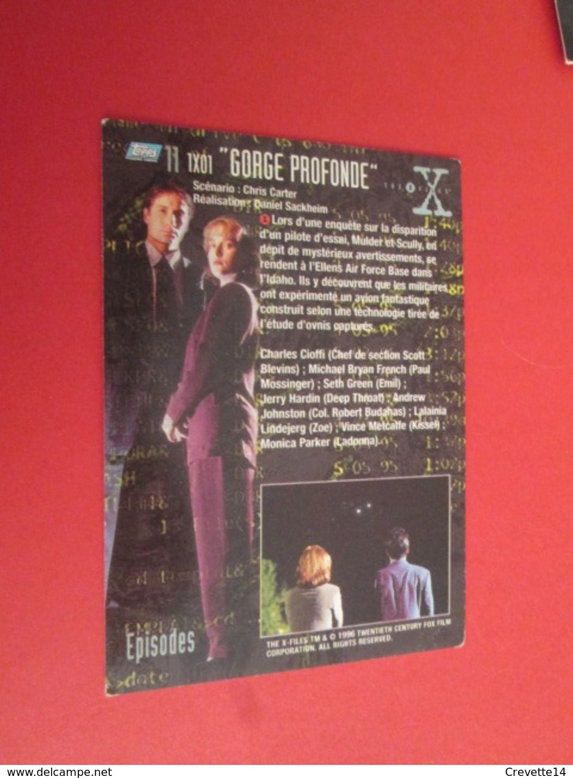 101-125  TRADING CARD TOPPS SERIE TELE X-FILES MULDER SCULLY : N°11 1x01 GORGE PROFONDE - X-Files