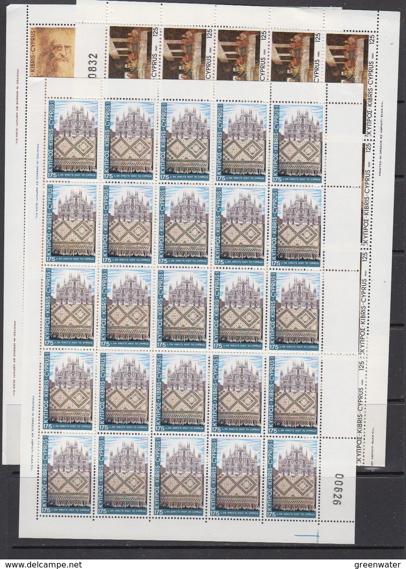 Cyprus 1981 Leonardo Da Vinci 3v In Complete Sheetlets (125 Value Is 1x Folded) ** Mnh (F7655) - Ungebraucht