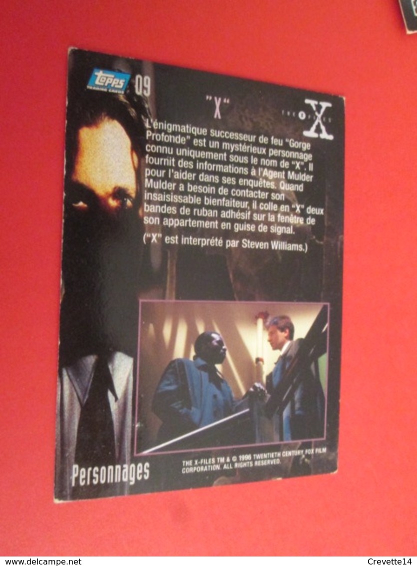 101-125  TRADING CARD TOPPS SERIE TELE X-FILES MULDER SCULLY : N°09 PERSONNAGES "X" - X-Files