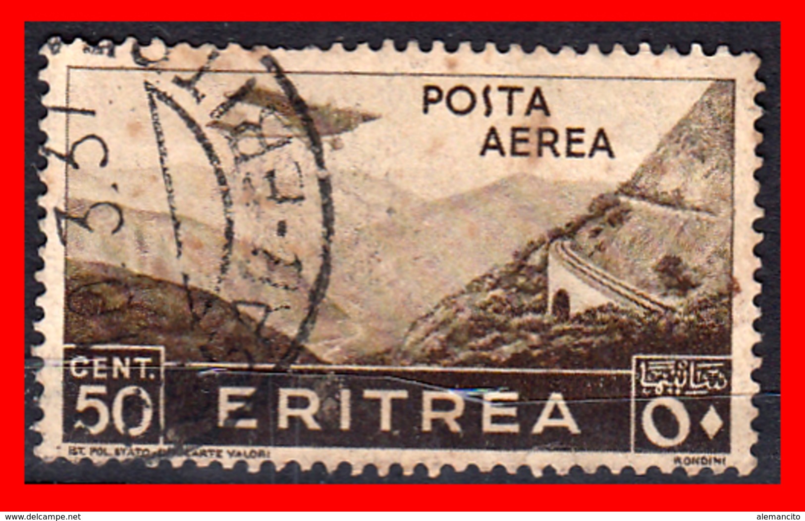 GRECIA – GREECE   SELLO  50 Cent. Eritrea - Oblitérés