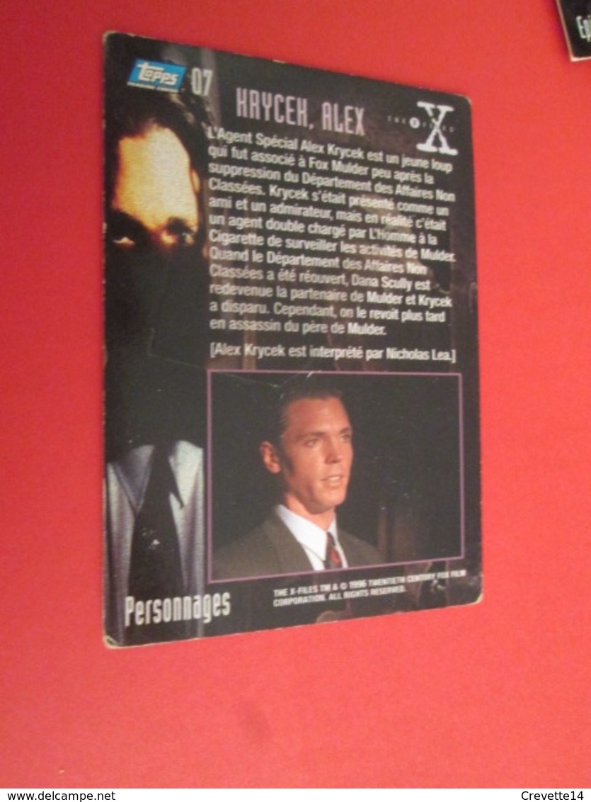 101-125  TRADING CARD TOPPS SERIE TELE X-FILES MULDER SCULLY : N°07 PERSONNAGES ALEX KRYCEK - X-Files