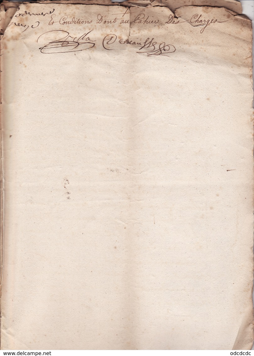 Gen d'Auch 1er Fev 1736 Cahier des Charges Vente du Quart en Reserve du Bois d'Izaut Eaux et Forets St Gaudens (8 scans