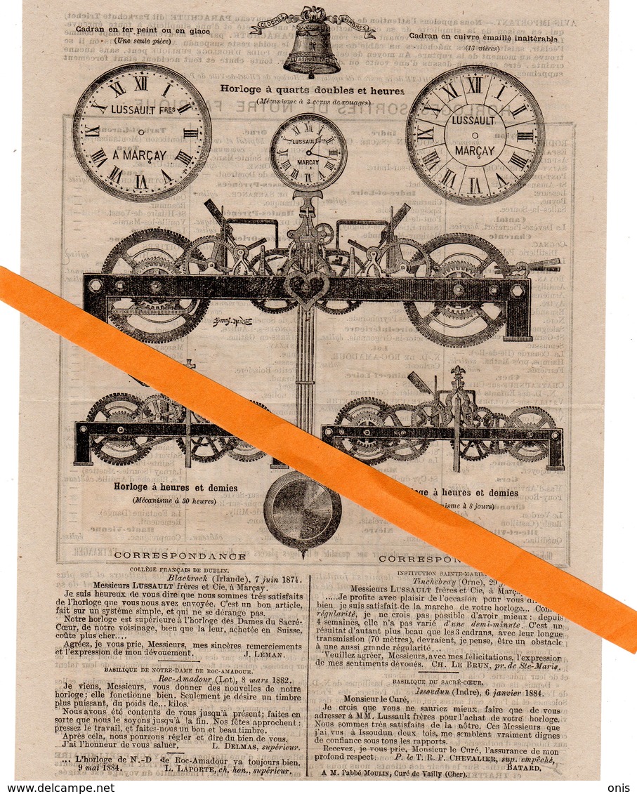 Marçay (86)  LUSSAULT ,horloger:6 Documents Dont 1 Prospectus Et Le Devis De L'horloge De Menigoute ,plus 1 Reçu Du Curé - 1900 – 1949