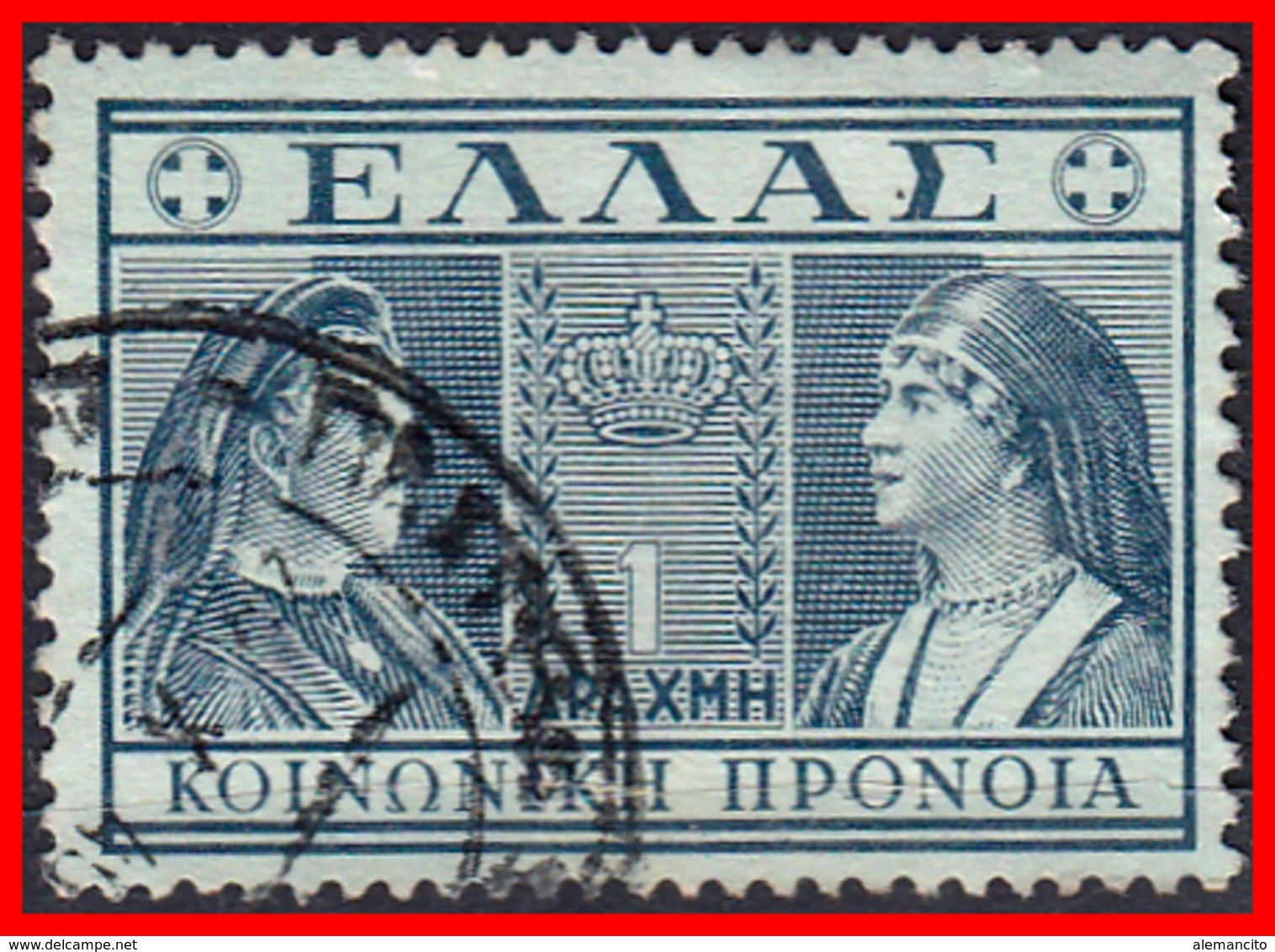 GRECIA – GREECE   SELLO  AÑO 1939 Queens Olga And Sophia - Usados