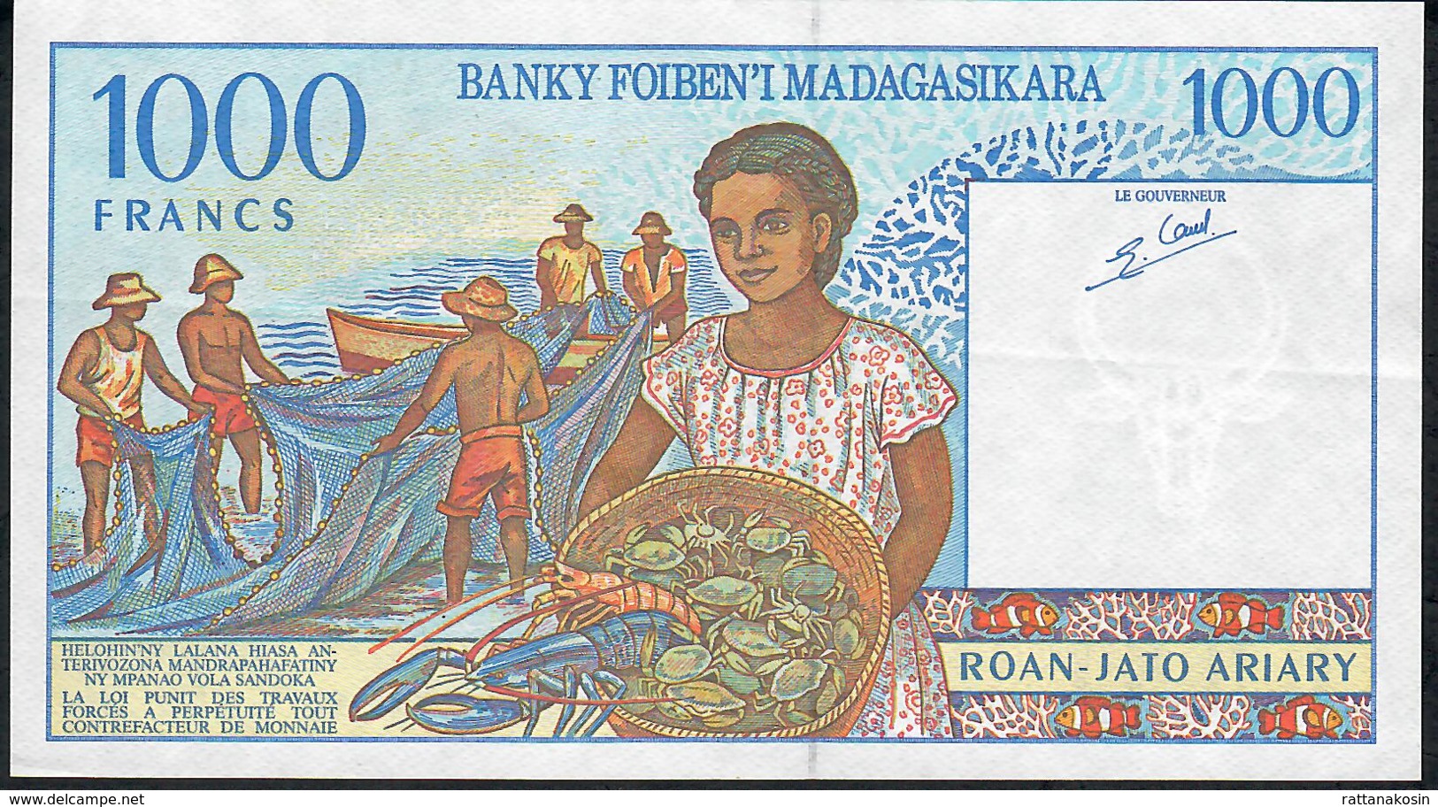 MADAGASCAR P76b 1000 FRANCS  1994 # A      Signature 5  XF-AU - Madagascar