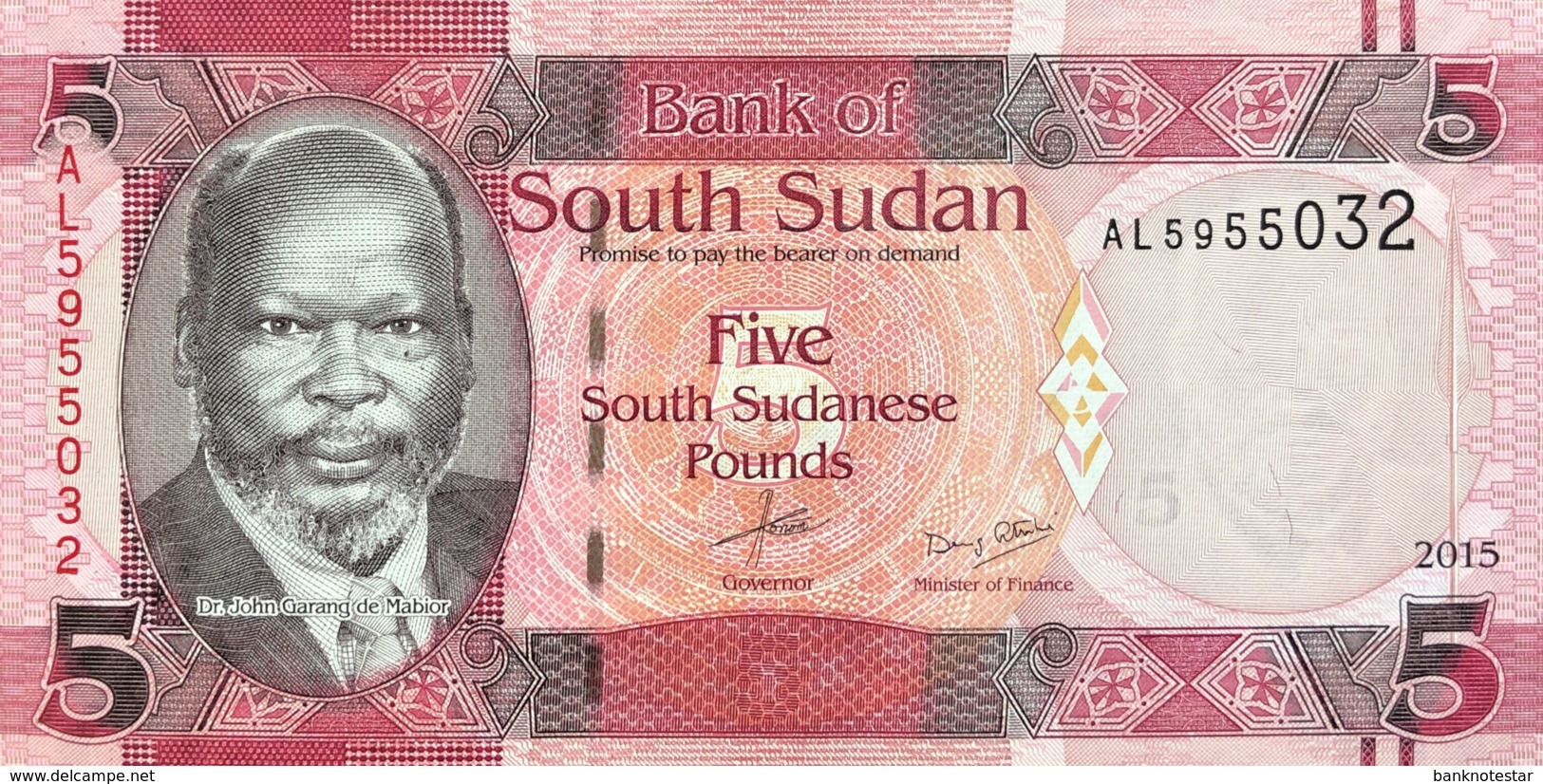 South Sudan 5 Pounds, P-11 (2015) - UNC - Sudan