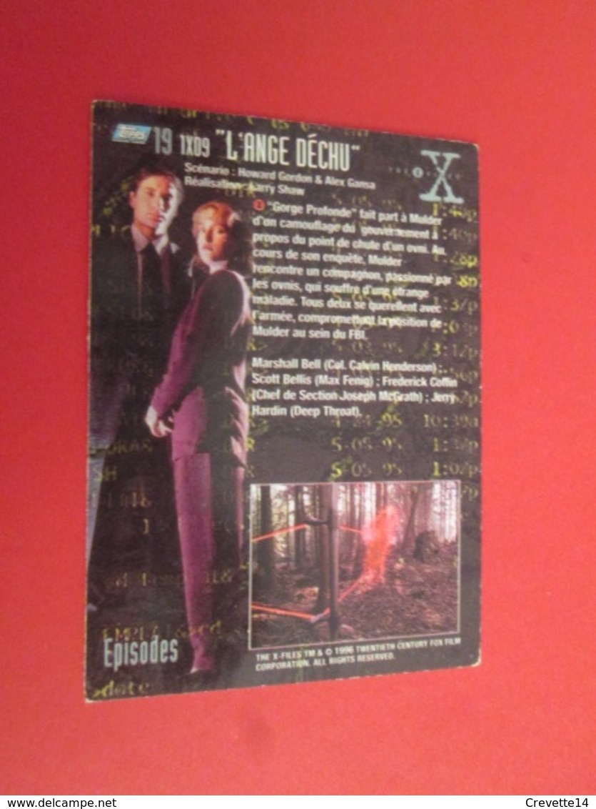 126-150 : TRADING CARD TOPPS SERIE TELE X-FILES MULDER SCULLY : N°19 L'ANGE DECHU - X-Files