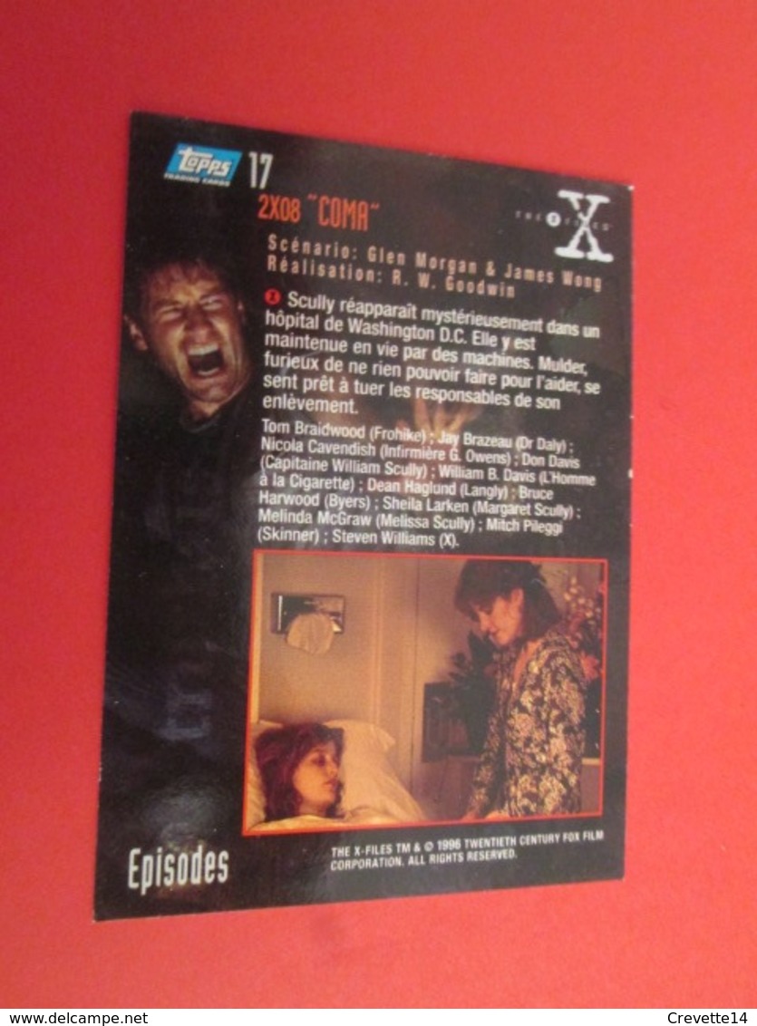 126-150 : TRADING CARD TOPPS SERIE TELE X-FILES MULDER SCULLY : N°17 COMA - X-Files