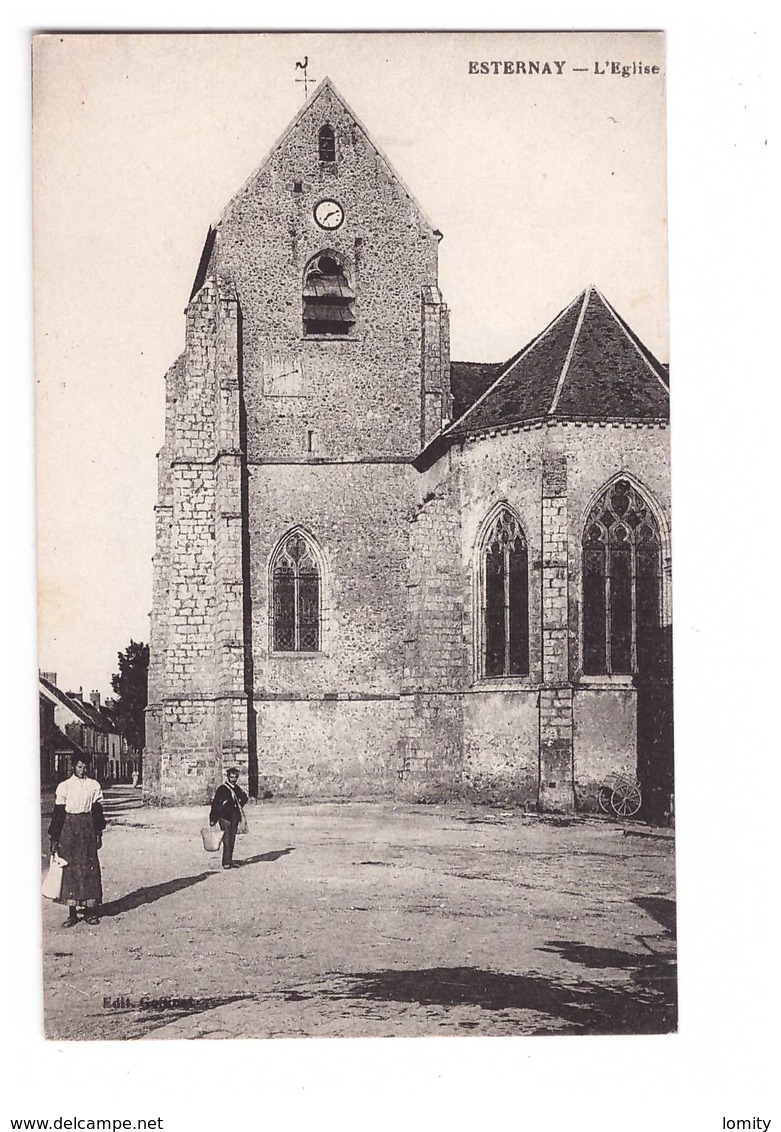 51 Esternay Eglise Cpa Carte Animée écrite En 1918 - Esternay