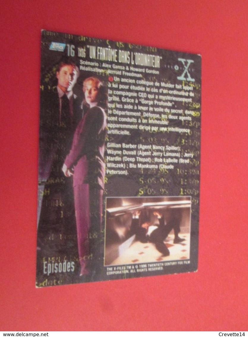 126-150 : TRADING CARD TOPPS SERIE TELE X-FILES MULDER SCULLY : N°16 UN FANTOME DANS L'ORDINATEUR - X-Files