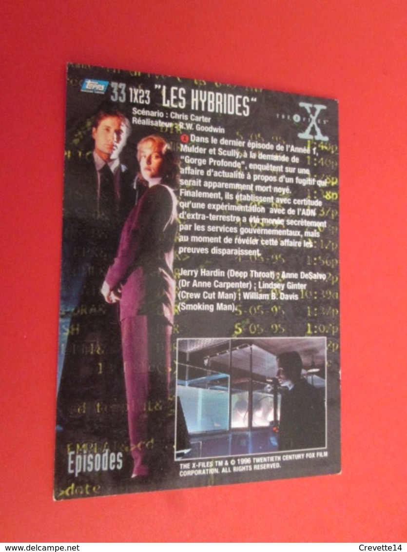 151-175 : TRADING CARD TOPPS SERIE TELE X-FILES MULDER SCULLY : N°333 LES HYBRIDES - X-Files