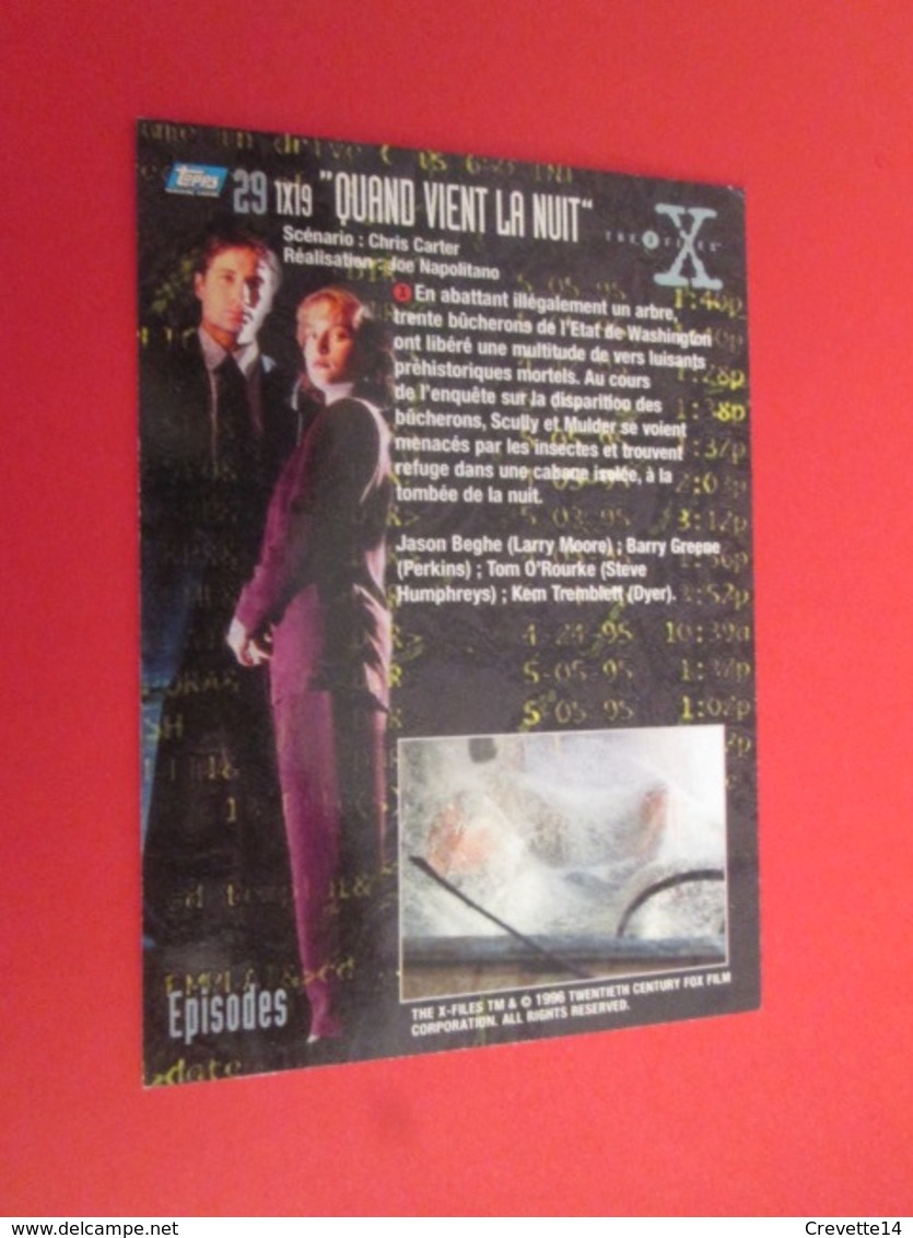 151-175 : TRADING CARD TOPPS SERIE TELE X-FILES MULDER SCULLY : N°29 QUAND VIENT LA NUIT - X-Files