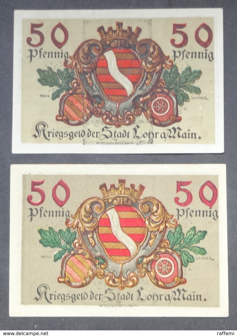 GERMANIA - LOHR 2X50 PFENNIG - COLORE DIVERSO - [11] Local Banknote Issues