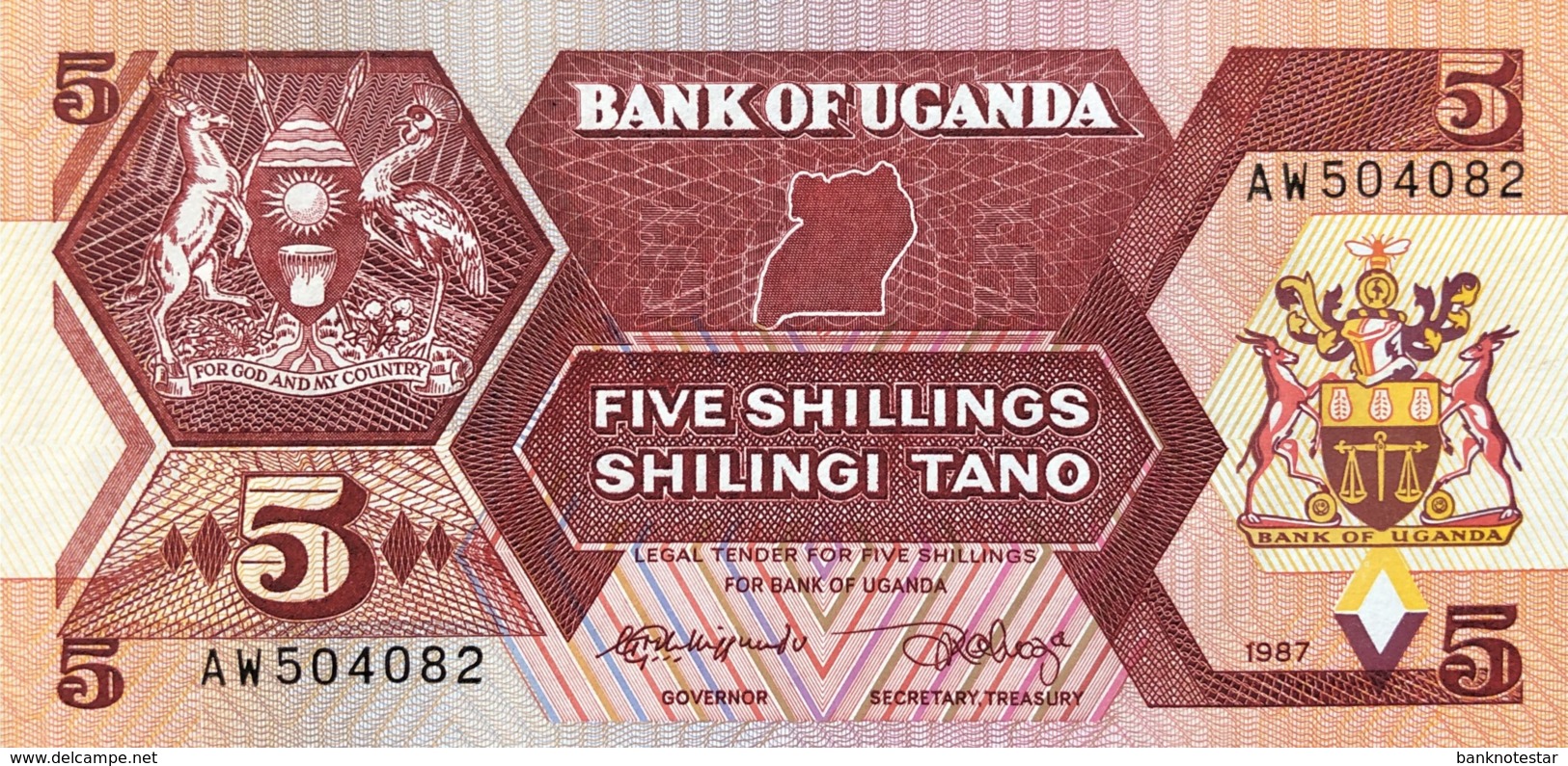 Uganda 5 Shillings, P-27 (1987) - UNC - Ouganda