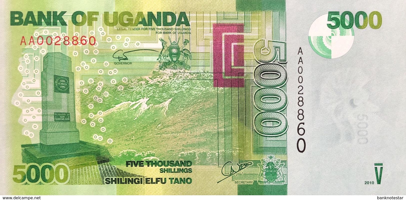 Uganda 5.000 Shillings, P-51a (2010) - UNC - Uganda