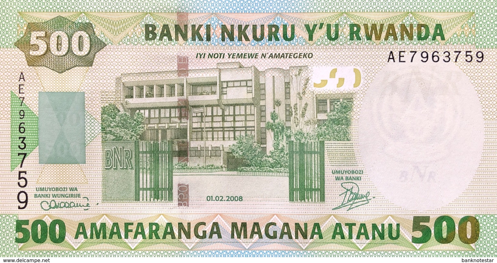 Rwanda 500 Francs, P-34 (1.2.2008) - UNC - Rwanda