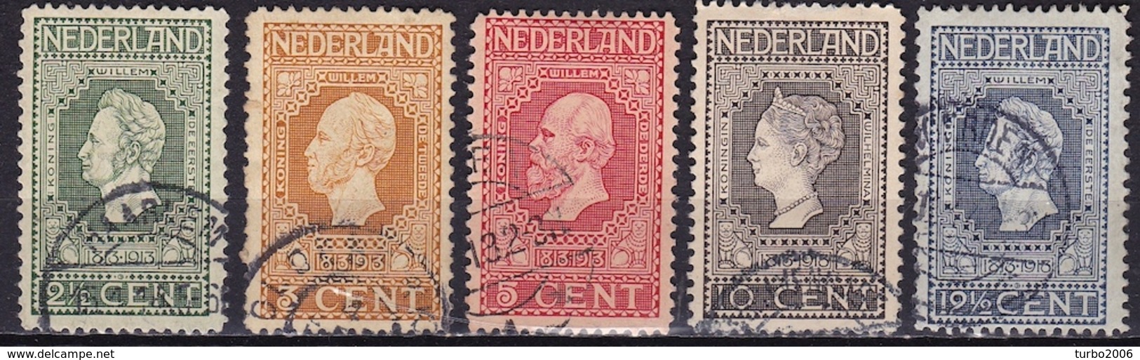 1913 Jubileumzegels 2½ / 12½ Cent Tanding 11½ X 11 NVPH 90 / 94 A - Gebruikt