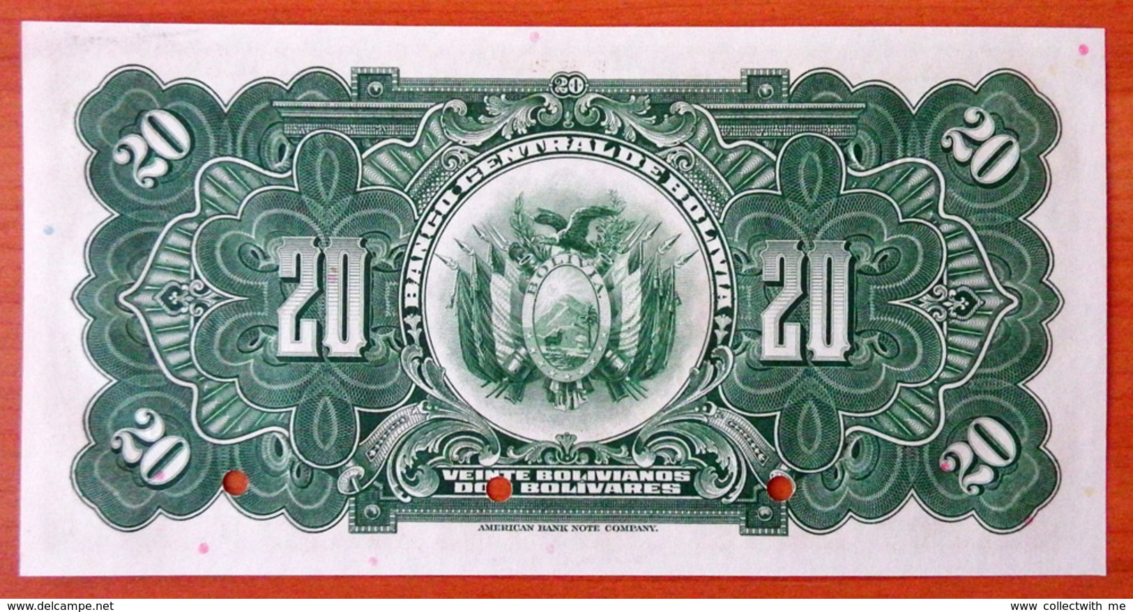 Bolivia 20 Bolivianos 1928 UNC Specimen P-122s Serie N - Bolivia