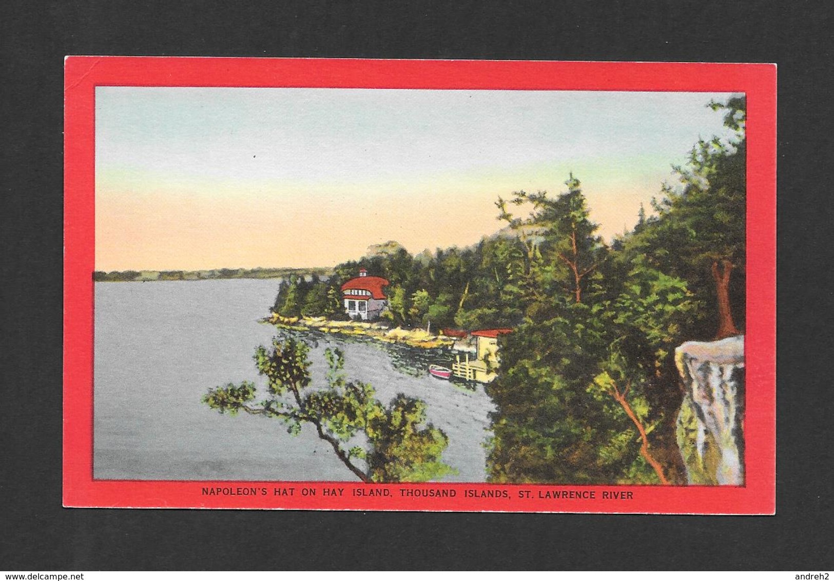 THOUSAND ISLANDS - ONTARIO - NAPOLEON'S HAT ON HAY ISLANDS ST LAWRENCE RIVER - BY VALENTINE BLACK - Thousand Islands