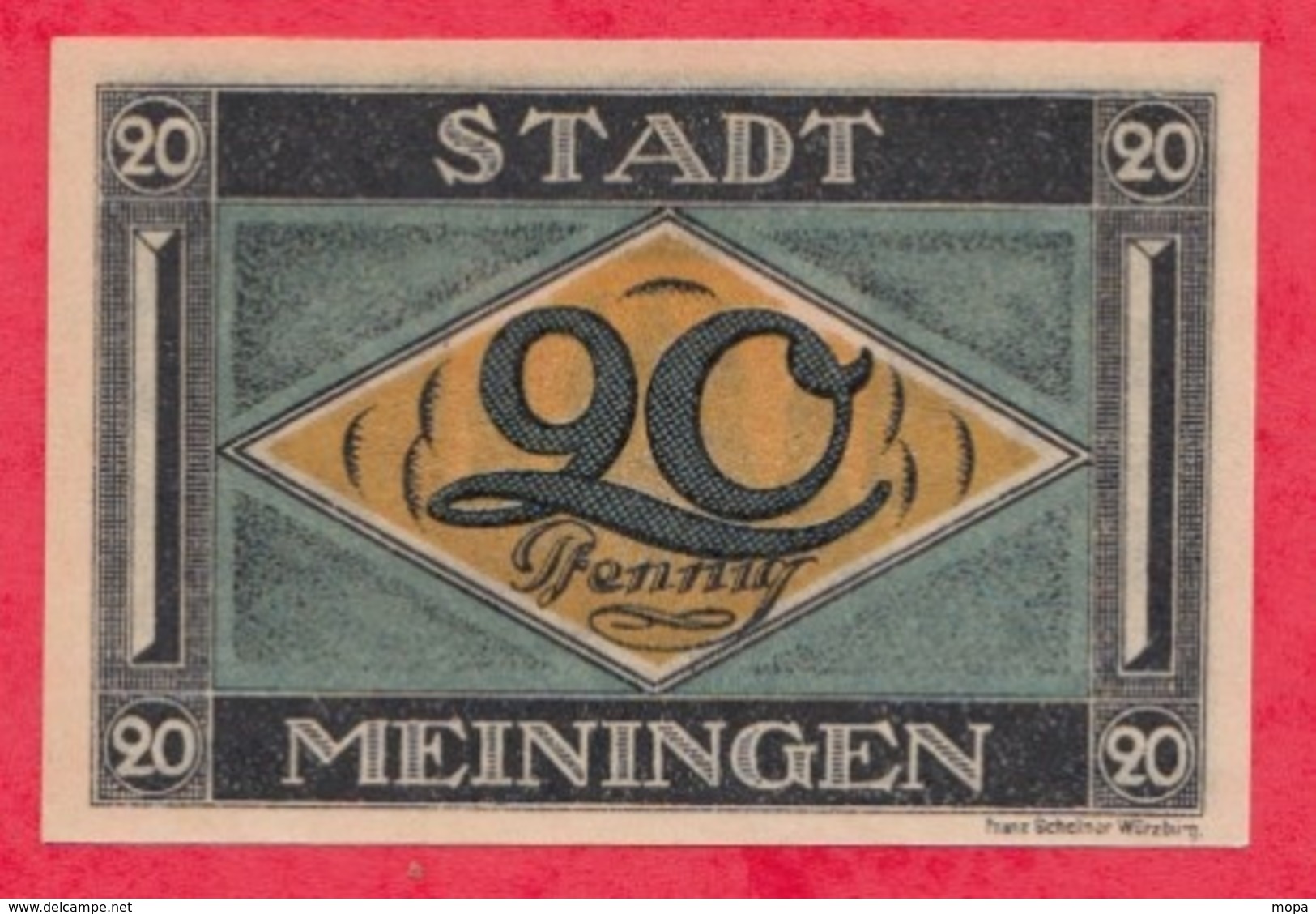 Allemagne 1 Notgeld De 20 Pfenning Stadt Meiningen UNC   N °2655 - Collections