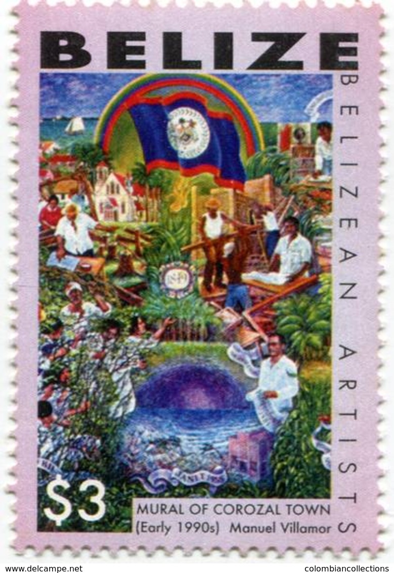 Lote Be6, Belize, 2007, Sello, Stamp, 6 V, Belizean Artists, Art, Music, Flag, Water Fall, Woman - Belize (1973-...)