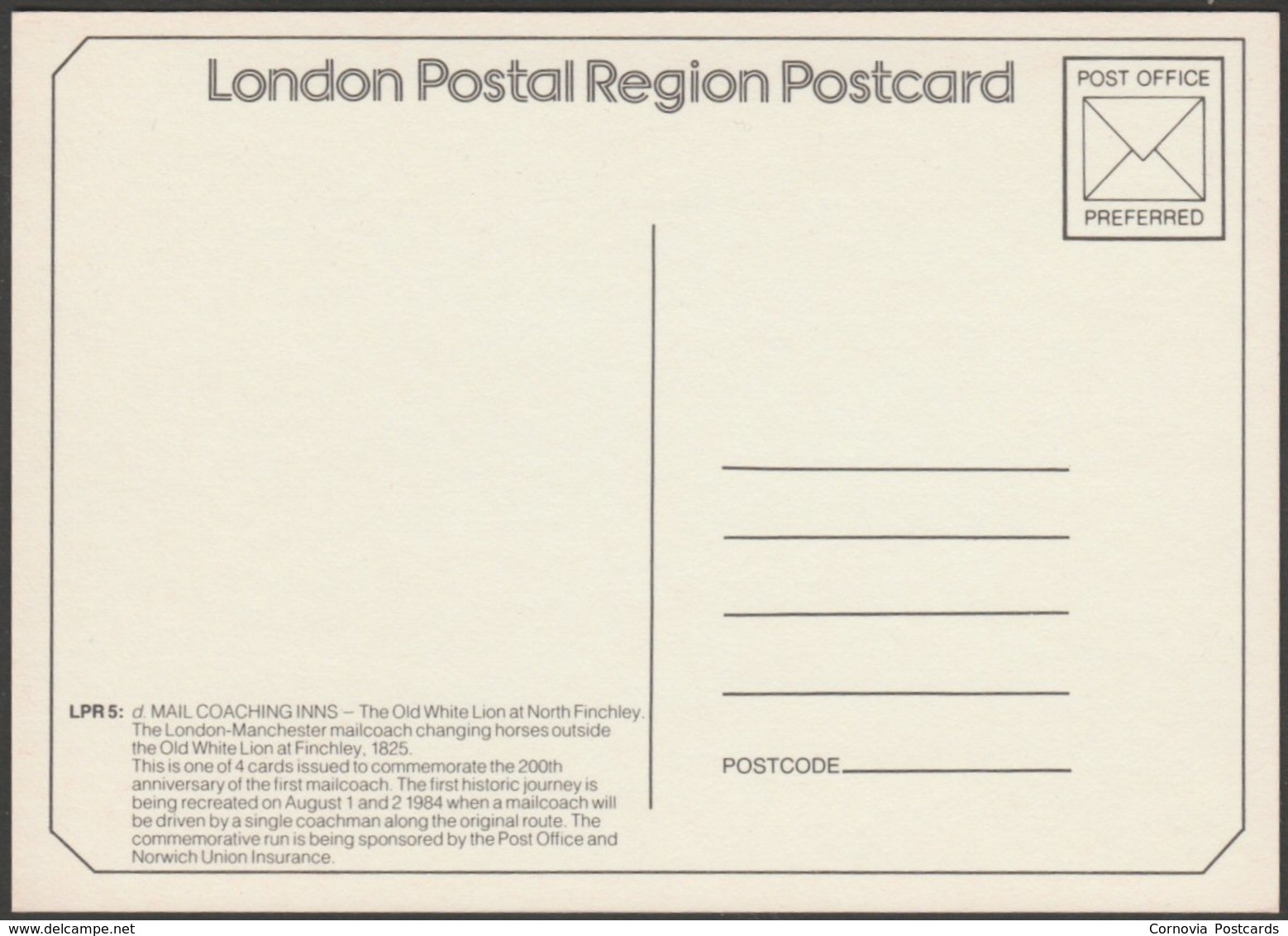 Four Mail Coaching Inns, London, 1984 - London Postal Region Postcards