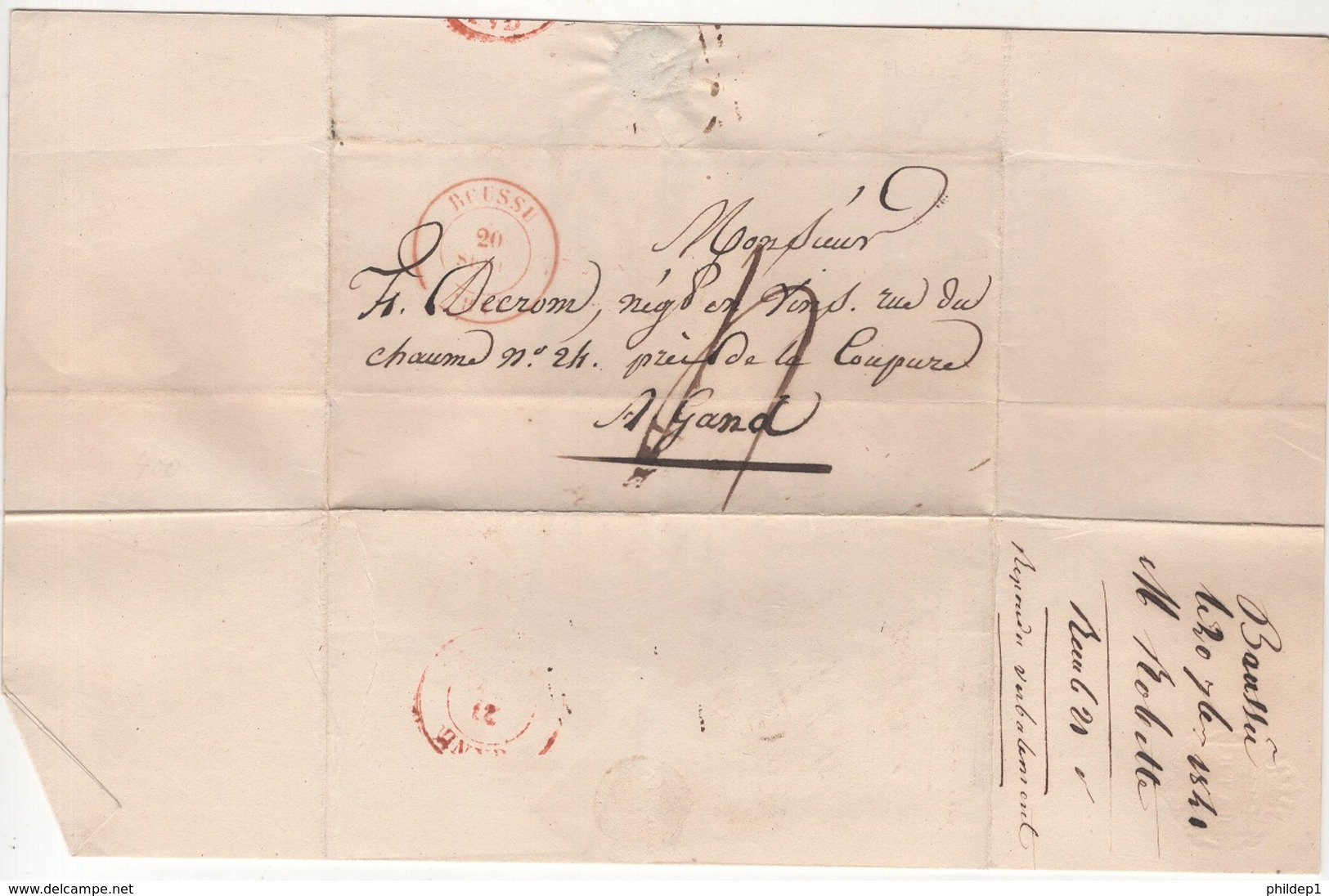 Précurseur Envoyé De Boussu Vers Gand En 1841. Je N'y Connais Pas Grand Chose - 1830-1849 (Belgique Indépendante)