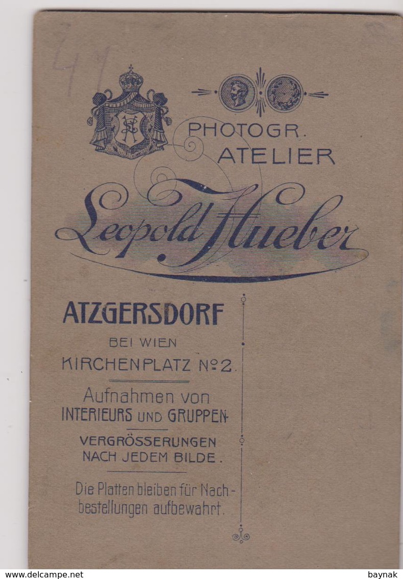 A78  --  CABINET  PHOTO,  CDV  -   AUSTRIA, ATZGERSDORF Bei WIEN --  GENTLEMAN  /  FOTO    LEOPOLD  HUEBER  - 10,5 X 6,5 - Alte (vor 1900)