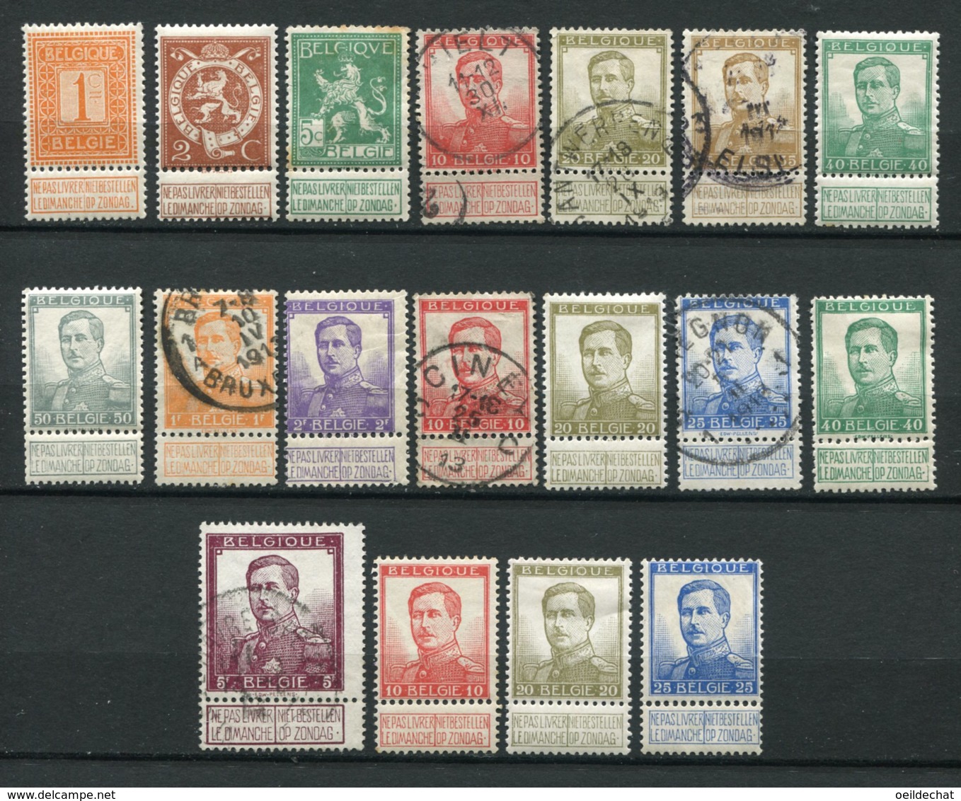 10545  BELGIQUE  N°108/25*/°   Albert 1er  Type Avec Nom Du Graveur    1912-13  TB - 1915-1920 Albert I