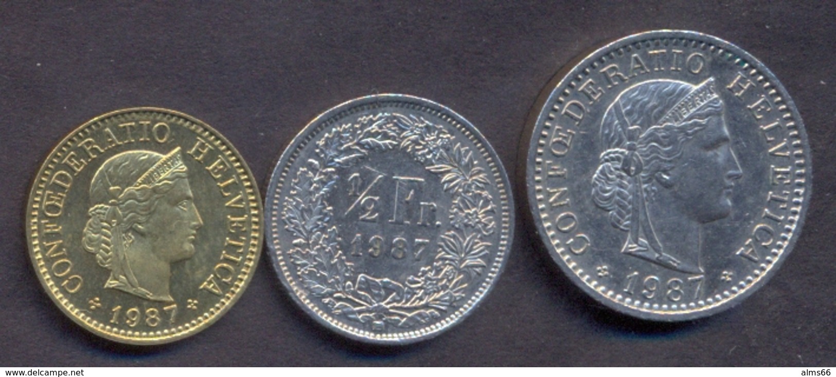 Switzerland Swiss 5 20 50 Rappen 1987 VF / XF (Set 3 Coins) - Andere & Zonder Classificatie