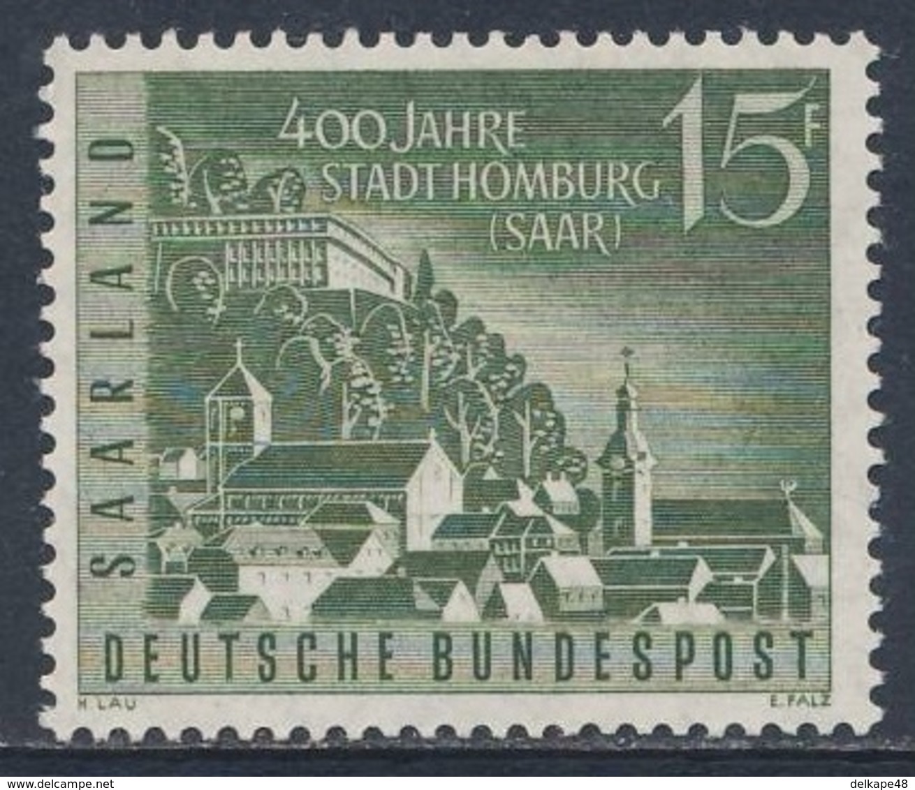 Saarland 1958 Mi 436 YT 418 SG 433 ** Altstadt Mit Schlossberg - 400 Jahre Stadt Homburg (Saar) / 400th Ann. Homburg - Ongebruikt