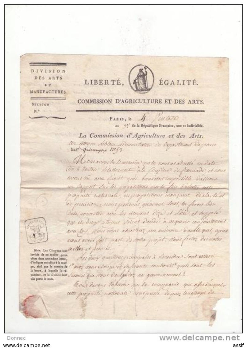 SAINT-DENIS 12 lettres et documents adressés à Leblanc ( Soude, Manufacture Franciade ), Berthollet, Darcet, ....