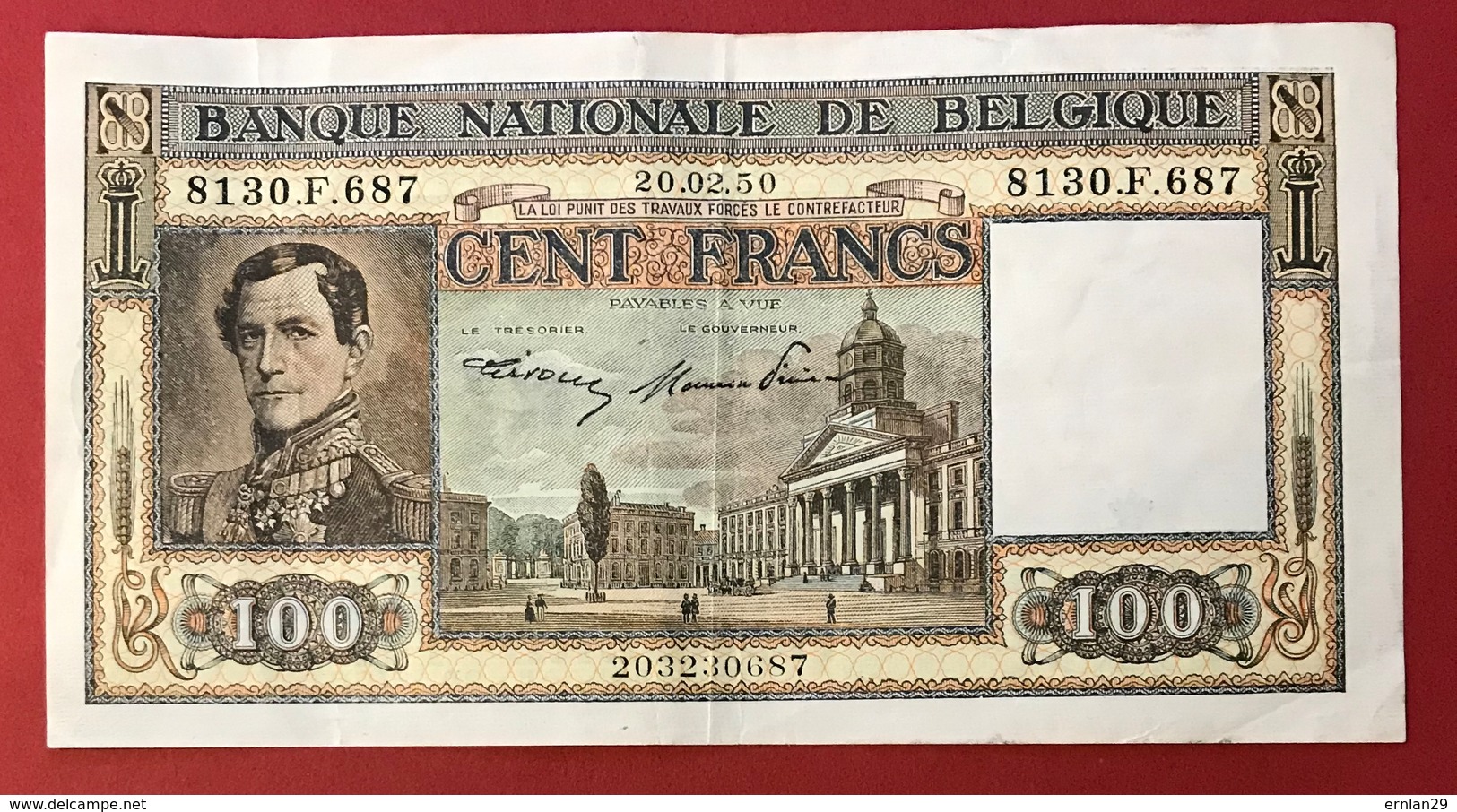 Belgique - Billet De Banque - 100 Francs 20/02/1950 - 100 Francs