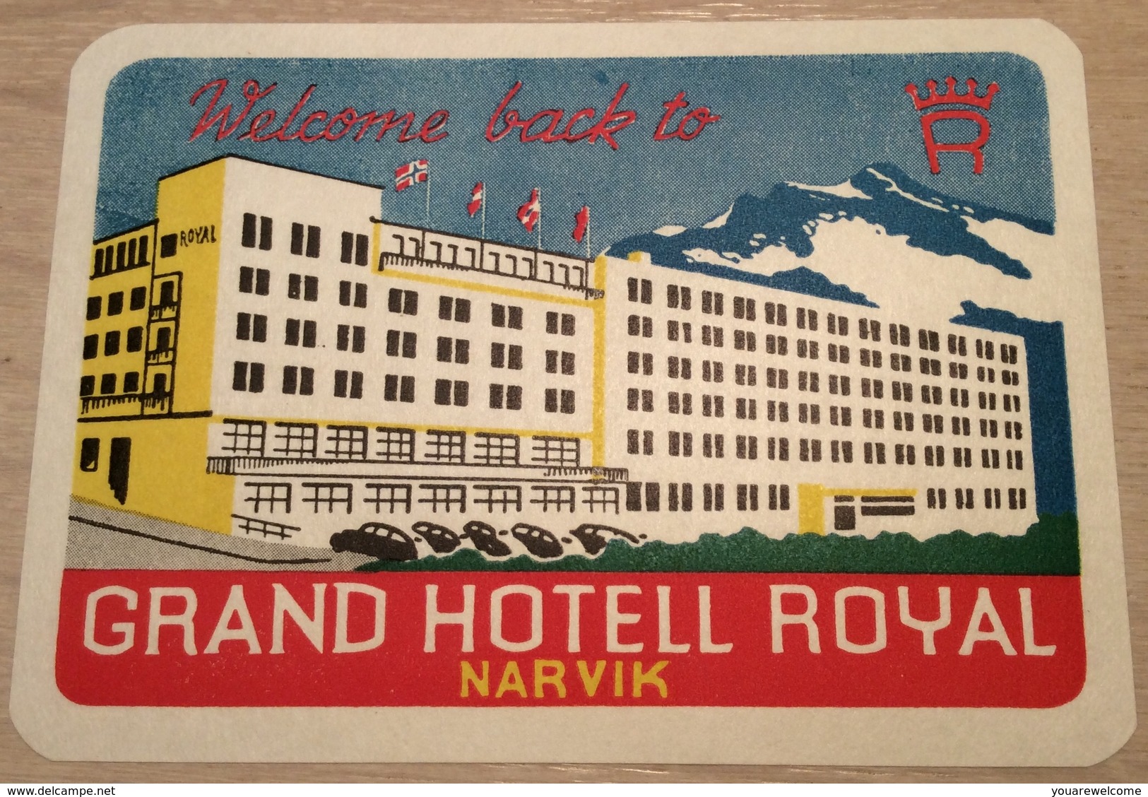 Norway NARVIK 1952 ILLUSTRATED ROYAL GRAND HOTEL Cover > Schweiz + Luggage Label (Brief Advertising Envelope Lettre - Brieven En Documenten