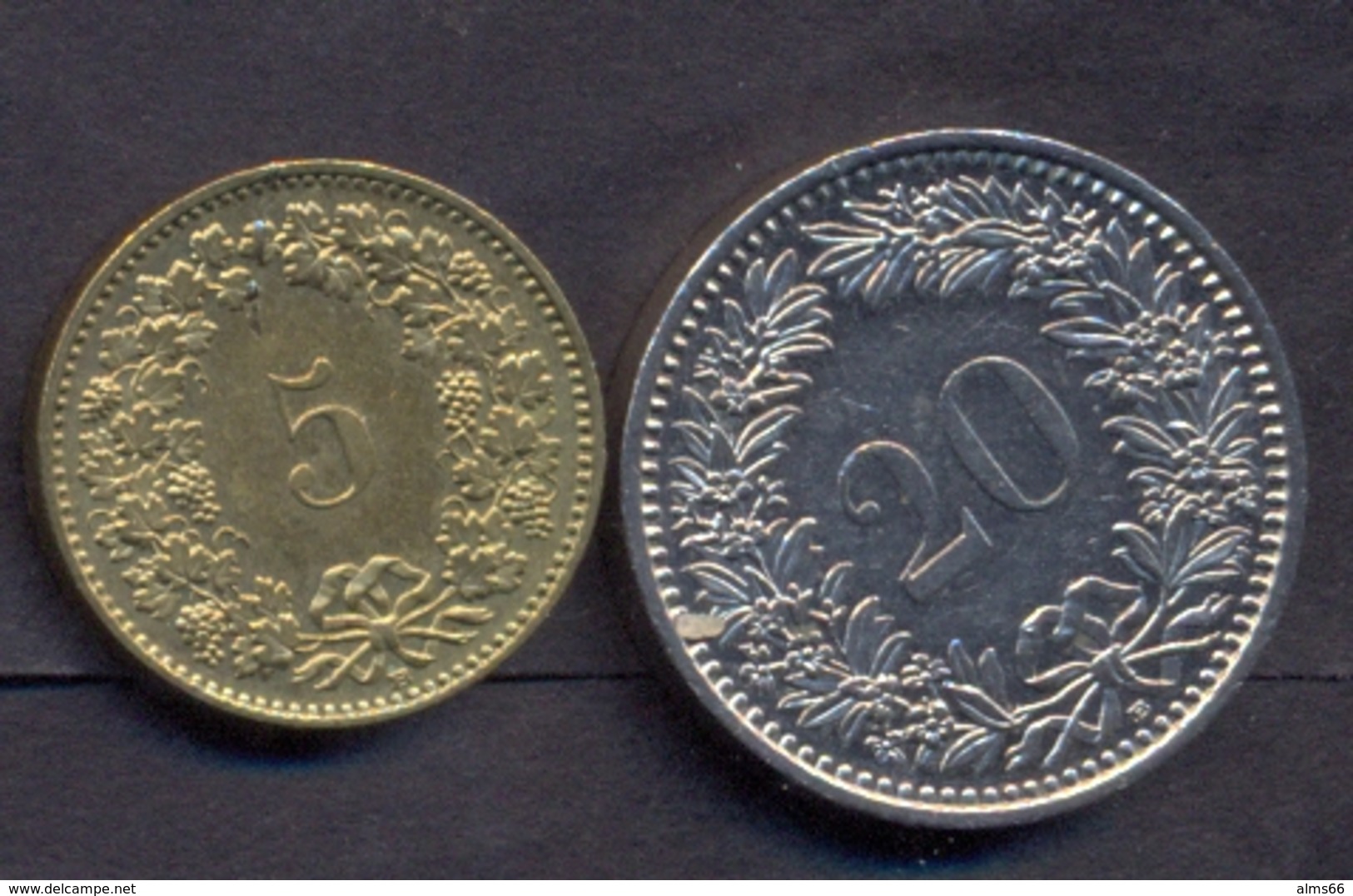 Switzerland Swiss 5 20 Rappen 1986 VF / XF (Set 2 Coins) - Autres & Non Classés
