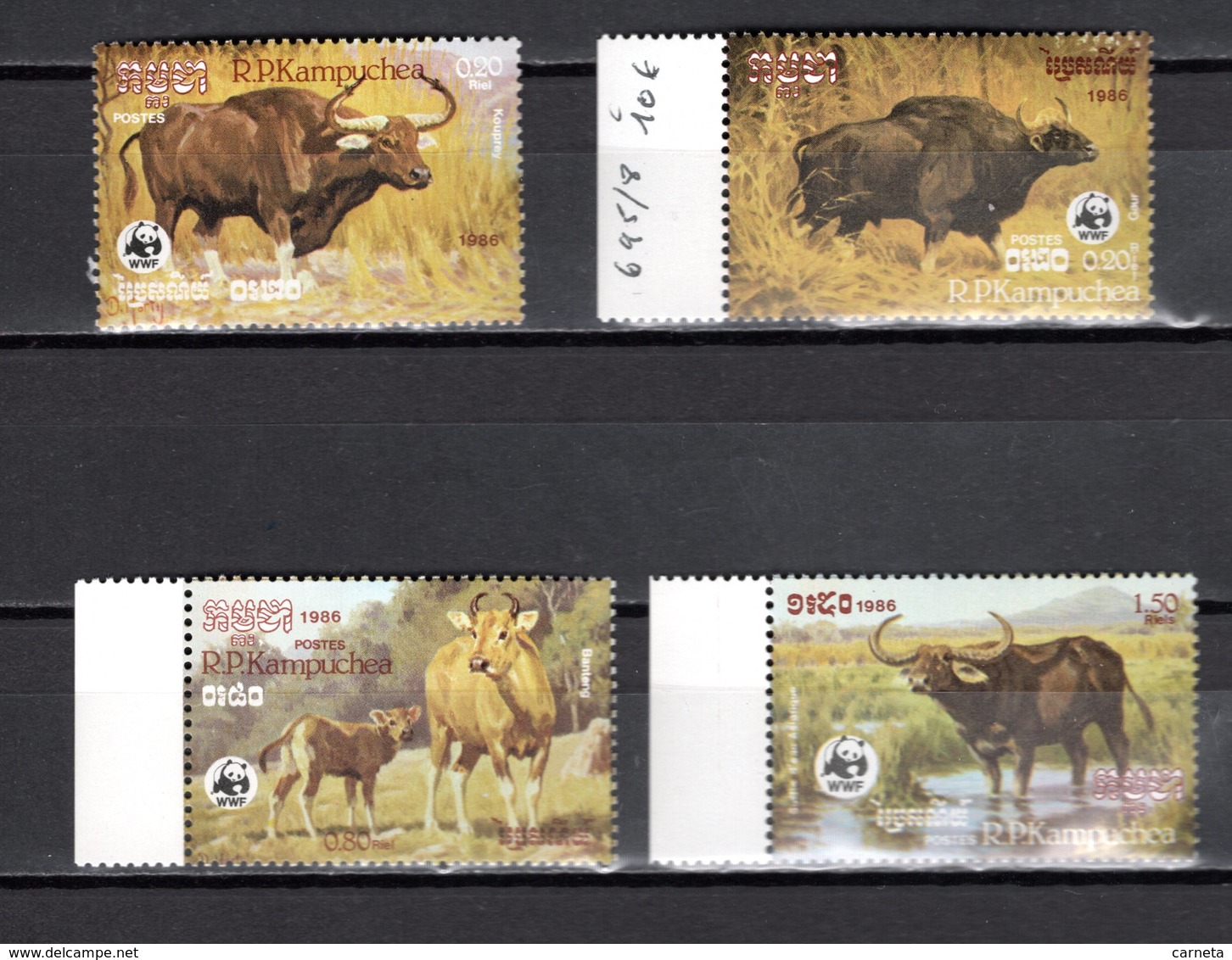 KAMPUCHEA  N° 695 à 698  NEUFS SANS CHARNIERE COTE 18.00€  ANIMAUX - Kampuchea