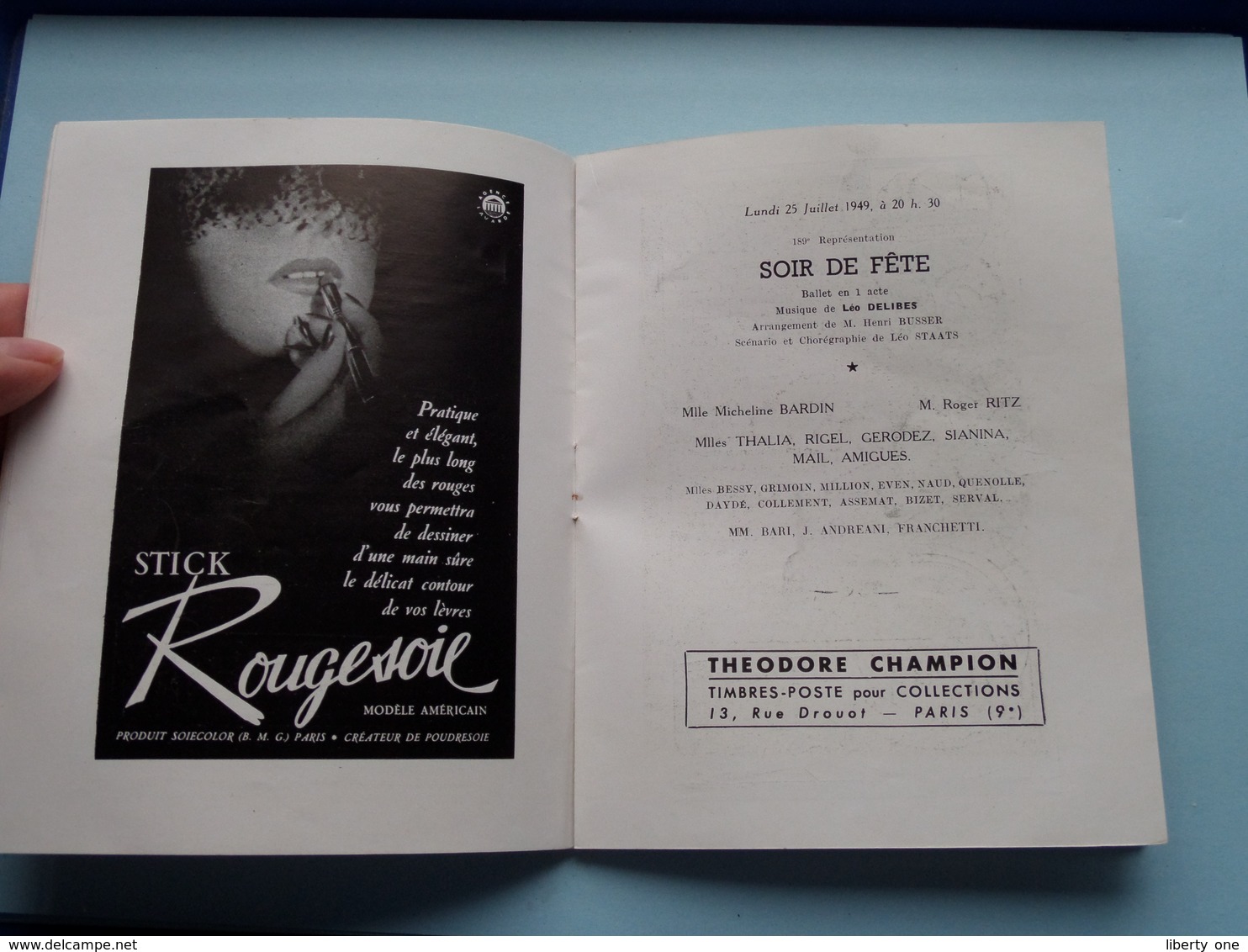 Théatre NATIONAL de L'OPERA ( Soir de Fête / GISELLE / Le Prince IGOR > Anno 1949 Paris ( voir Photo ) !