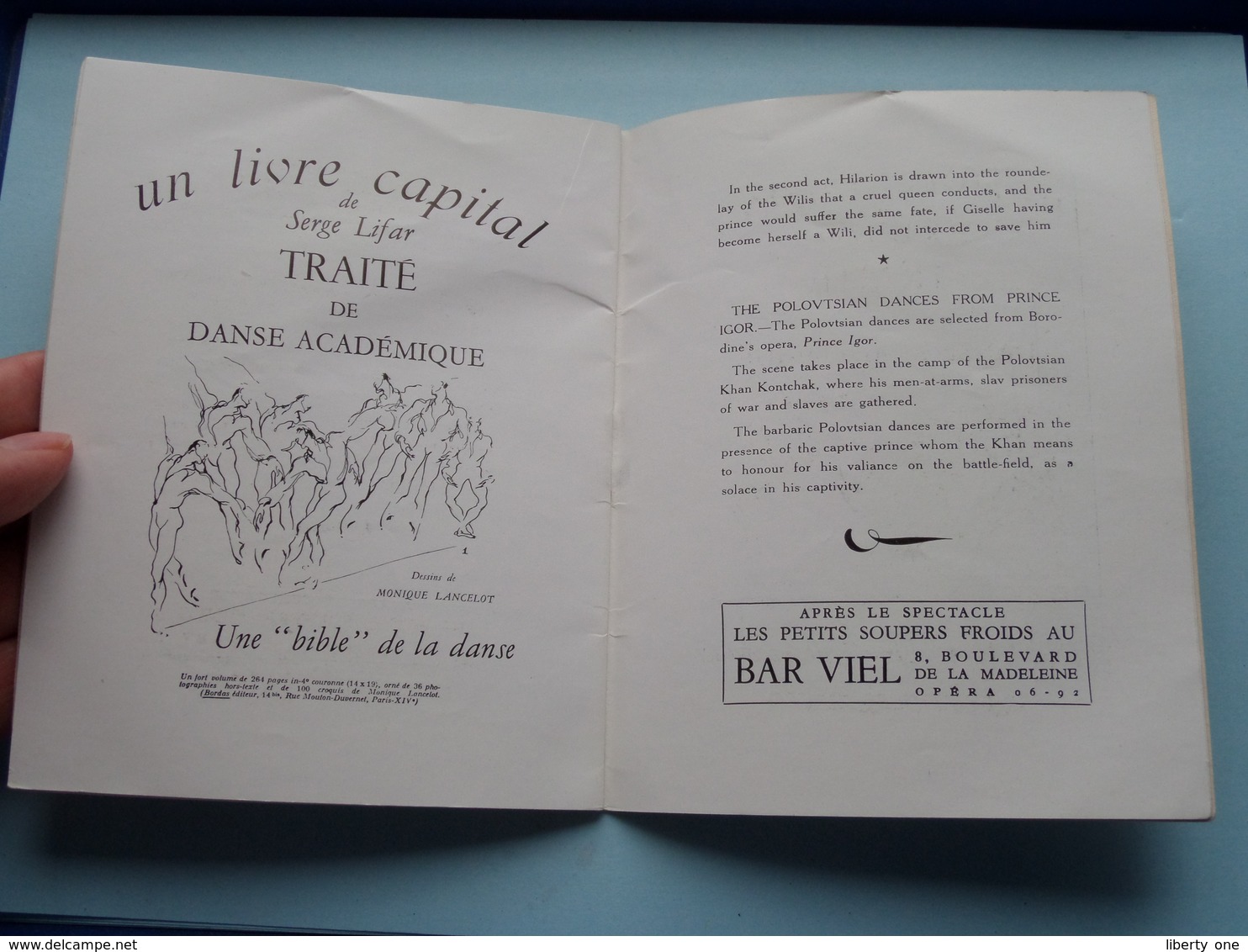 Théatre NATIONAL de L'OPERA ( Soir de Fête / GISELLE / Le Prince IGOR > Anno 1949 Paris ( voir Photo ) !