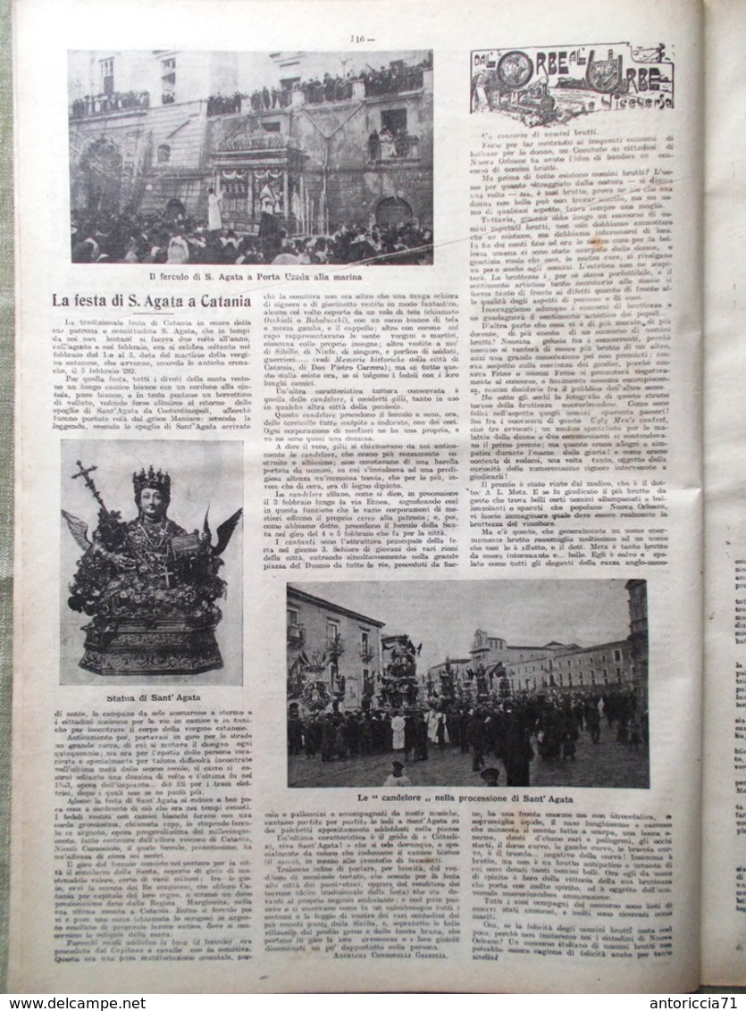 La Tribuna Illustrata 25 Febbraio 1906 Sant'Agata Catania Vesuvio Orsini Marzano - Altri & Non Classificati