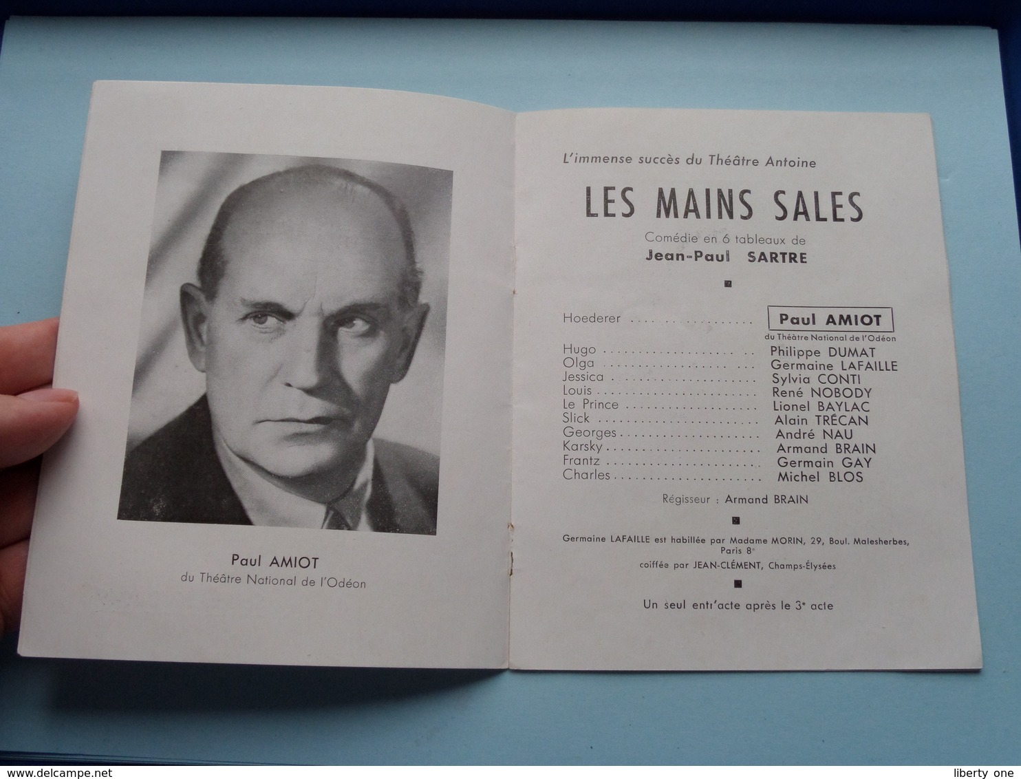 GALAS Ch. BARET Théatre Antoine ( Les Mains Sales ) Jean Paul Sartre > Saison 1948-1949 Paris ( Voir Photo ) ! - Programs