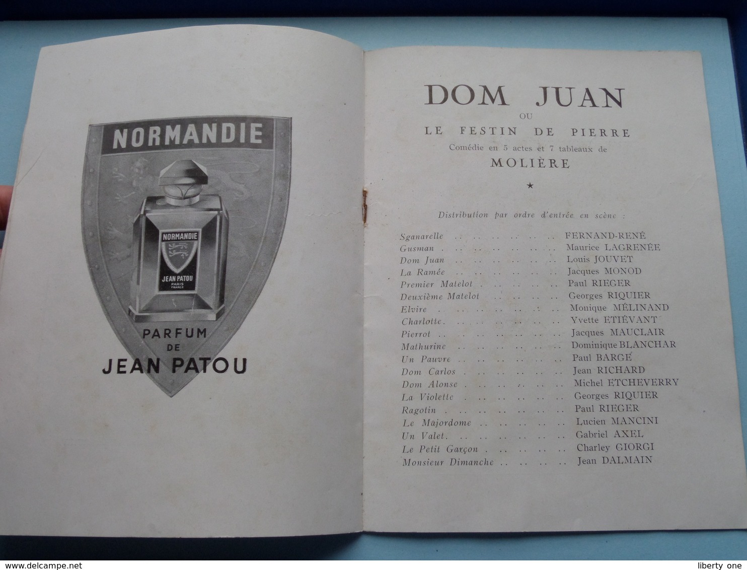 Athénée Théatre LOUIS JOUVET > DOM JUAN ou Le Festin de Pierre ( Molière ) Anno 193? Paris ( voir Photo ) !