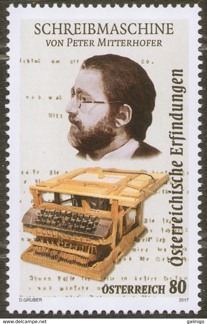 2017 Austria Österreich Typewriter- Peter Mitterhofer MNH ** - Other & Unclassified