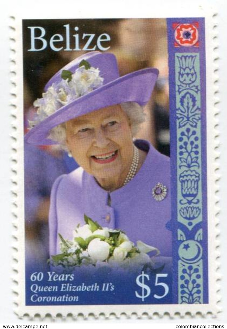 Lote Be14, Belize, 2013, Sello, Stamp, 4 V, 60 Years Queen Elizabeth II's Coronation - Belice (1973-...)