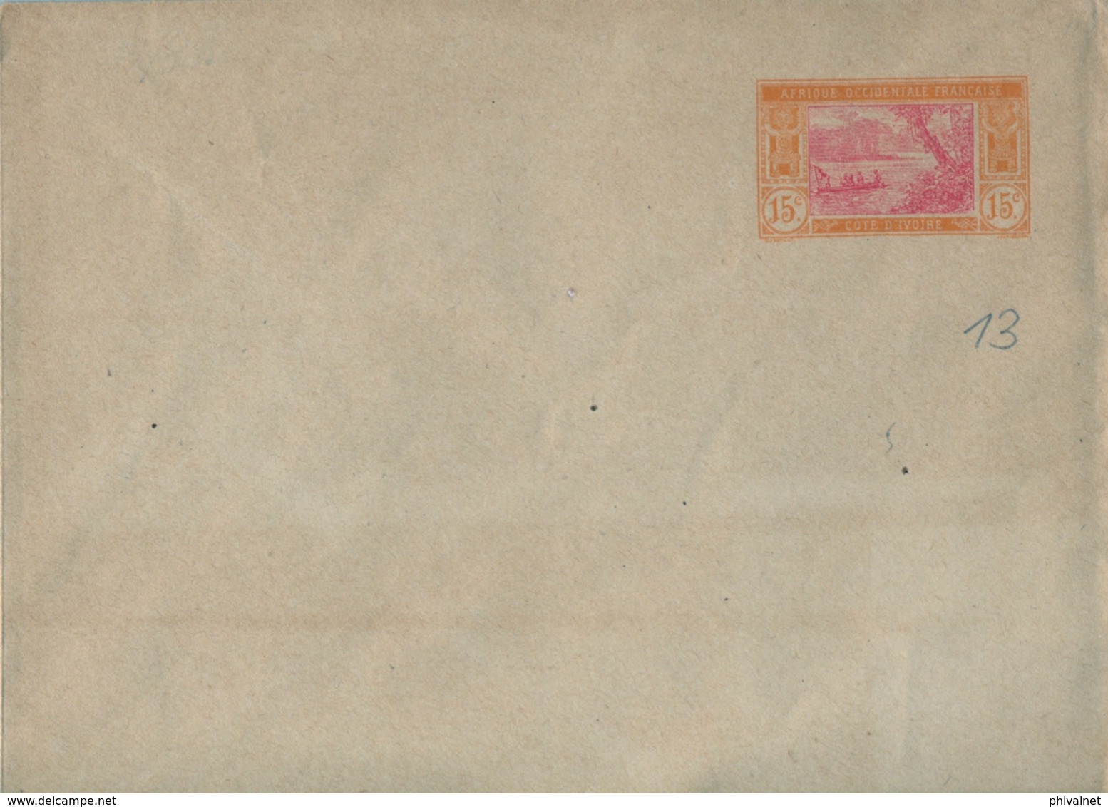 COSTA DE MARFIL , COTE D'IVOIRE , ENTERO POSTAL SIN CIRCULAR  , TIPO C , LAGUNA EBRIÉ , 15 CTS. - Cartas & Documentos