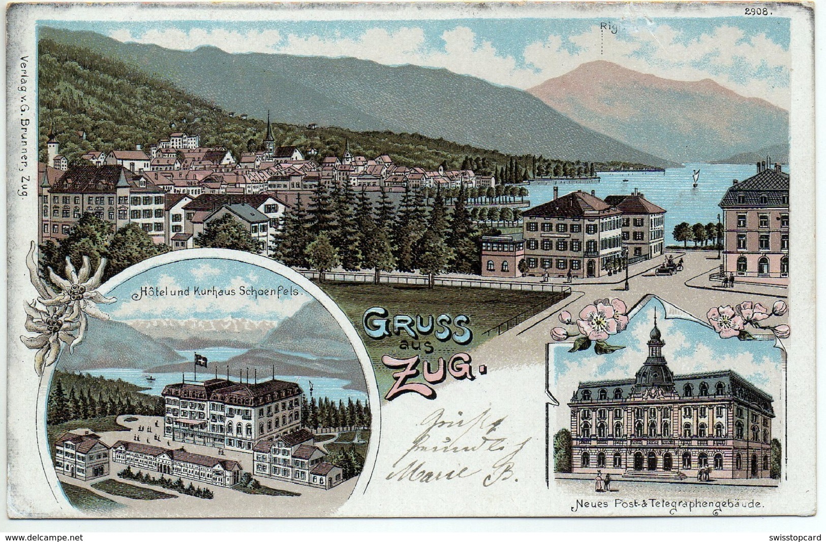 LITHO Gruss Aus Zug Hotel Kurhaus Schönfels Neue Post - Zoug