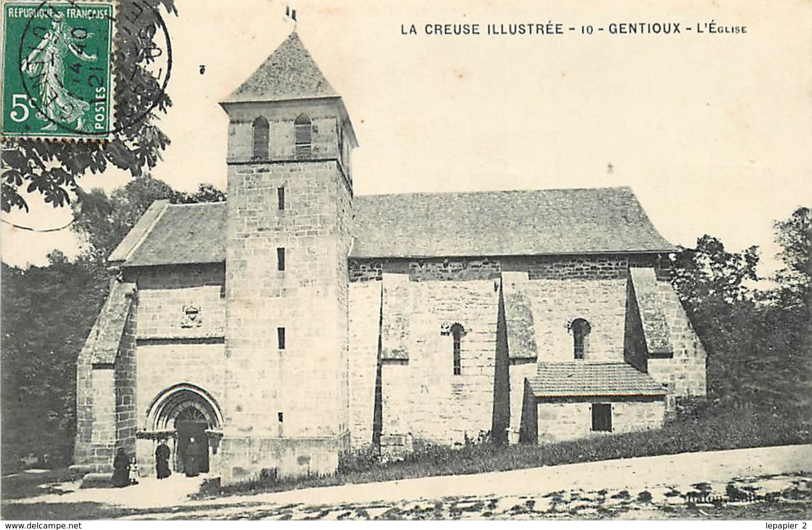 23 GENTIOUX L'église CPA Ed. Raton N°10 La Creuse Illustrée VOIR TEXTE AU DOS - Andere & Zonder Classificatie