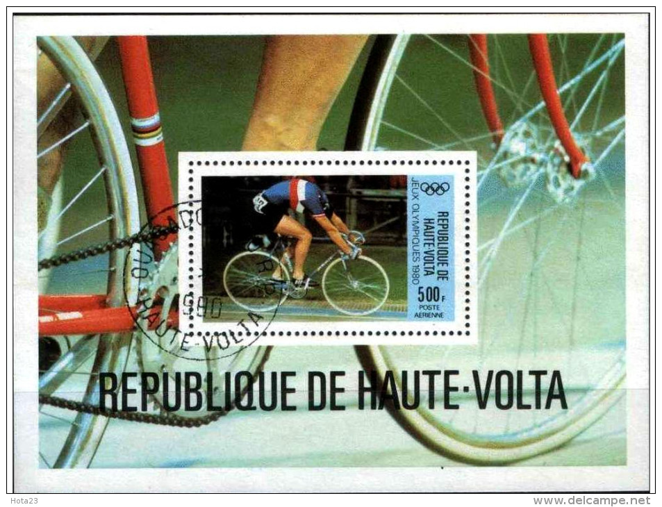 Upper Volta 1980 Mi# Block 55 Used - Olympic Games, Moscow / Bicycling / CYCLING Used (o) (LOT - 2 - 132) - Ciclismo