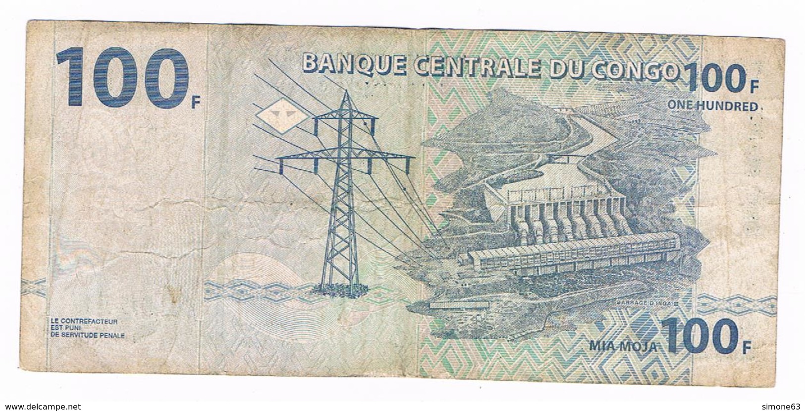 Billet  Banque Centrale Du Congo - 100 Francs - 4 01 2000 - République Démocratique Du Congo & Zaïre