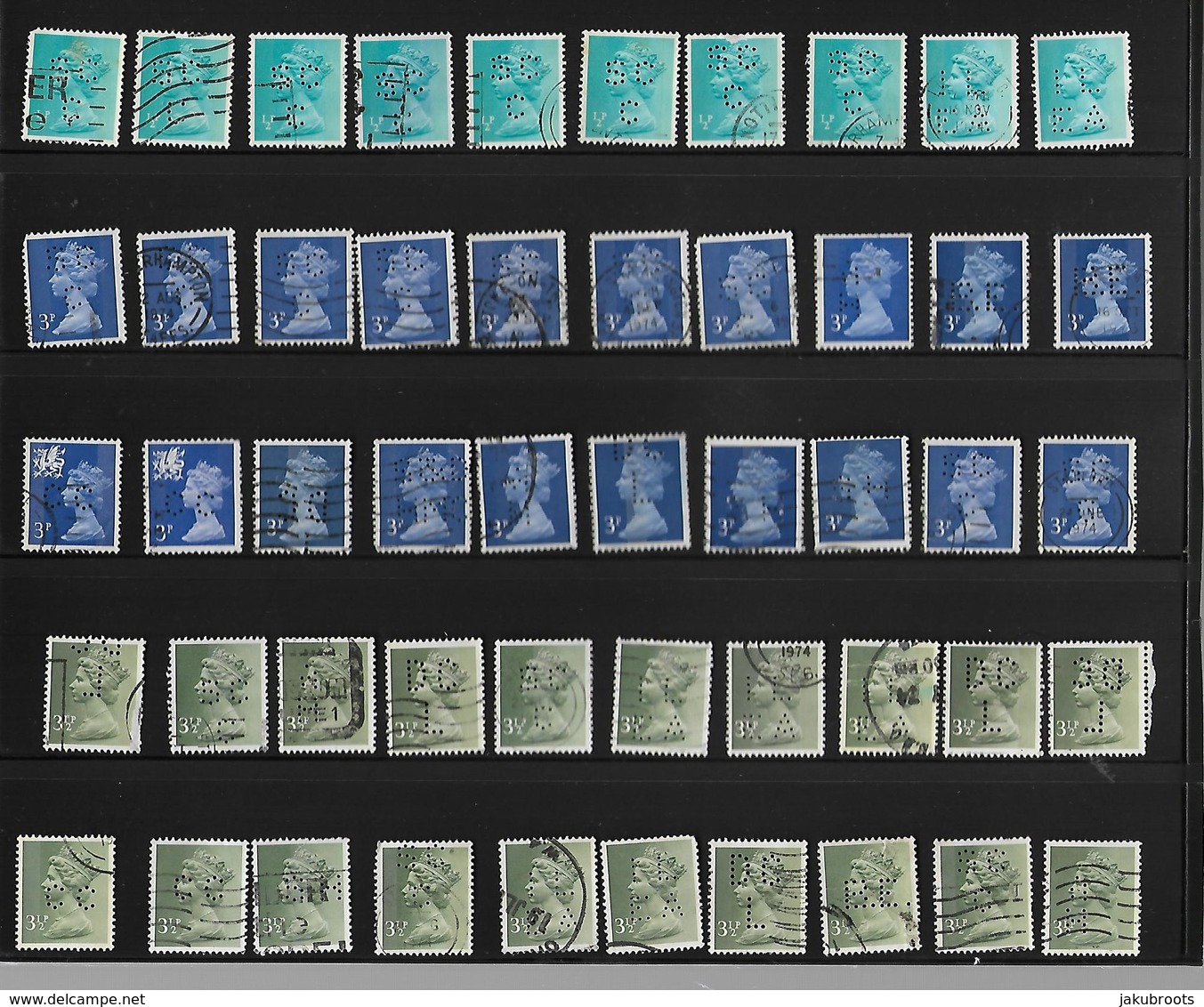 SELECTION  OF  50 PERFIN STAMPS  USED WITH  DIFFERENT  INITIALS. - Perfins