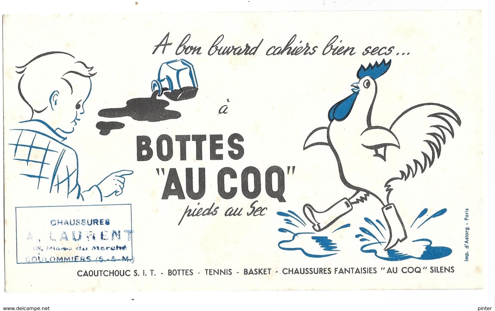 BUVARD Bottes "AU COQ" Pieds Au Sec - Tampon Chaussures A. Laurent à COULOMMIERS - Chaussures